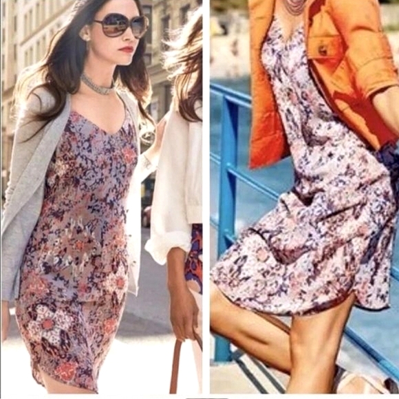 EUC CAbi M Gray Print Sleeveless Fresco Slip Dress - Picture 2 of 8